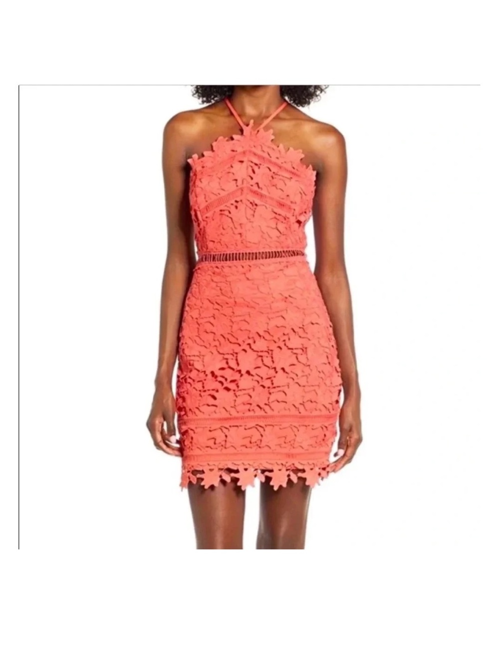 Astr Coral Lace Halter Mini Dress size xs - Picture 1 of 5